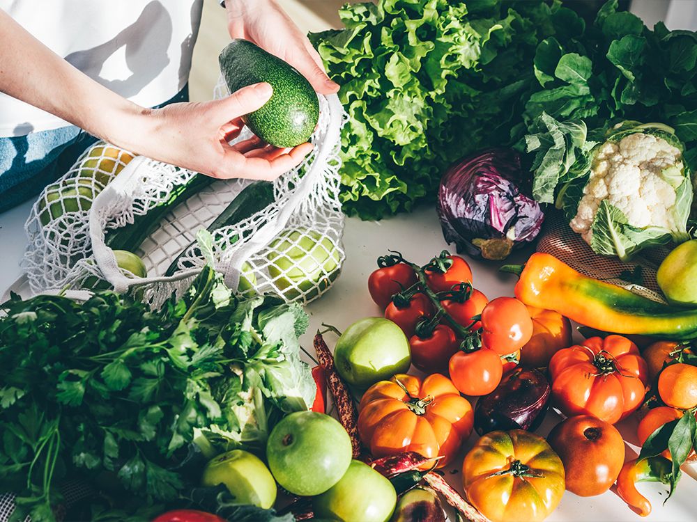 produce on a kitchen counter