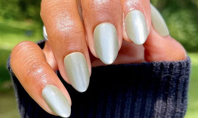 pastel teal manicure