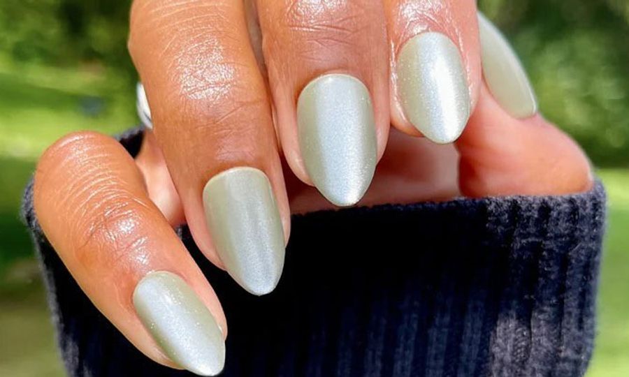 pastel teal manicure