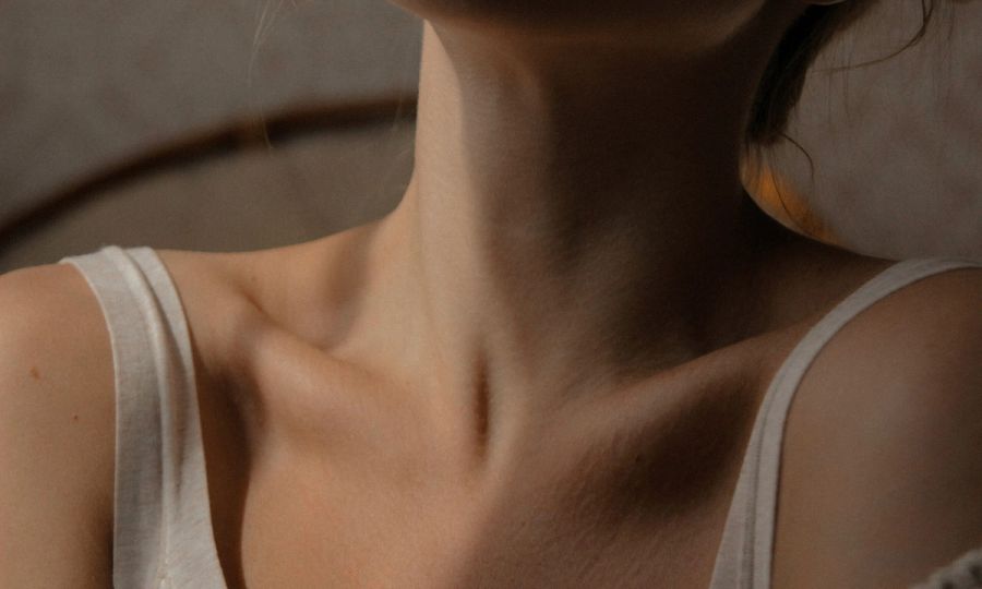 close up of woman's neck