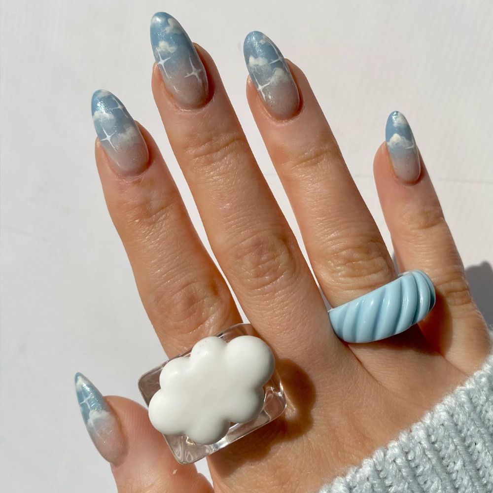 Glitter Ombré Cloud Nails