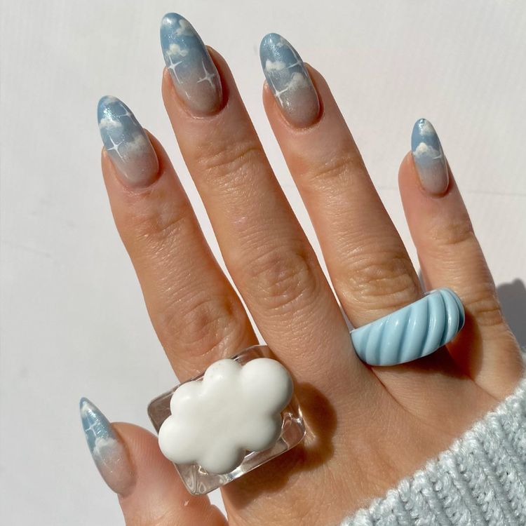Glitter Ombré Cloud Nails