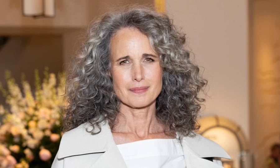 Andie MacDowell is seen at Hotel Martinez during day one of the 78th Cannes Film Festival on May 13, 2025 in Cannes, France.