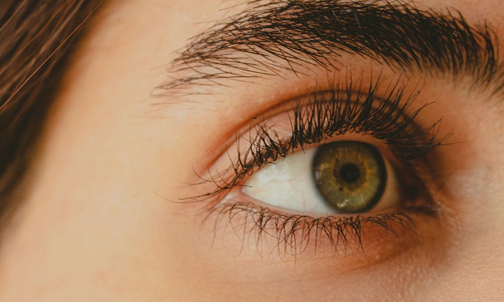 close up of woman's eye and eyelashes