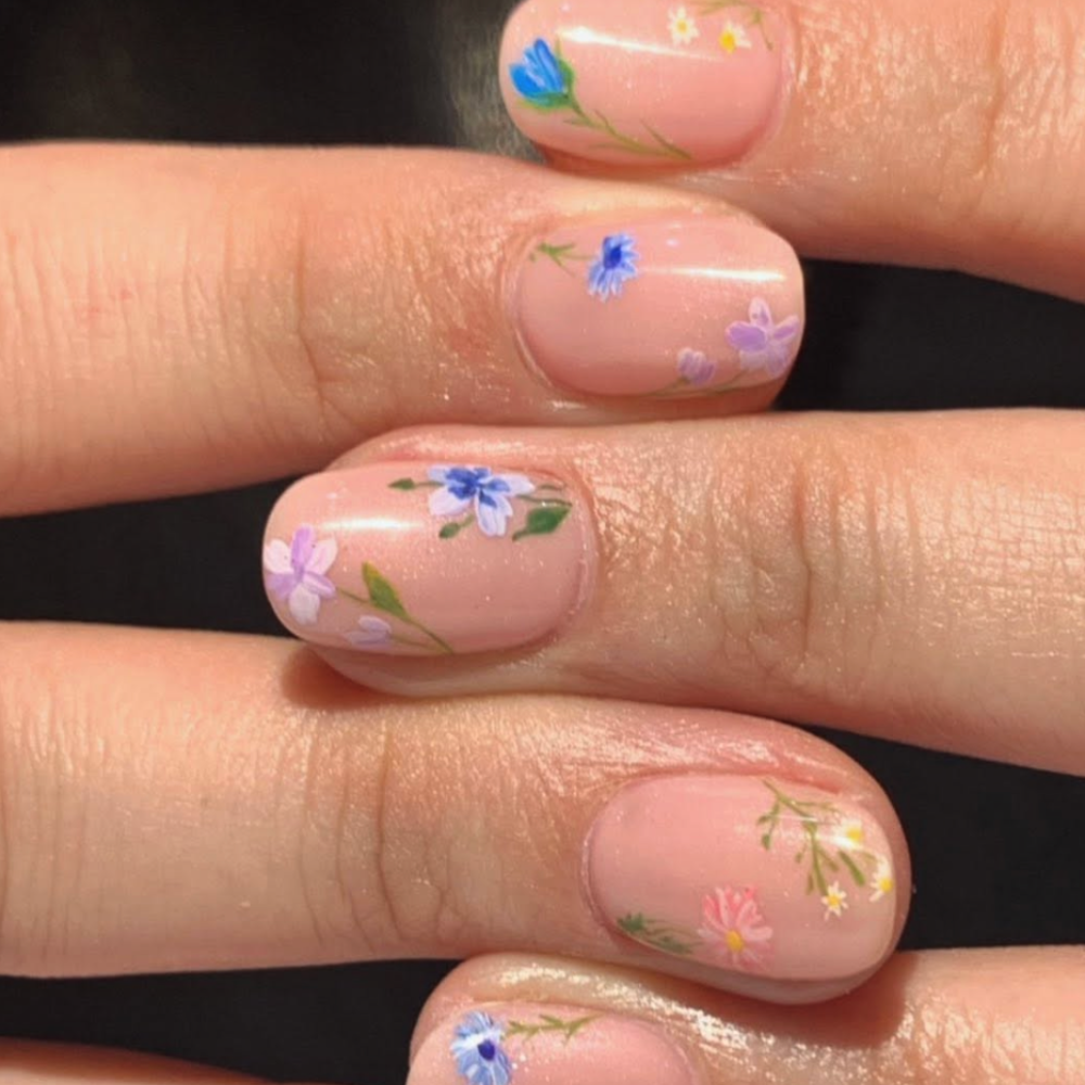 Short Floral Nails