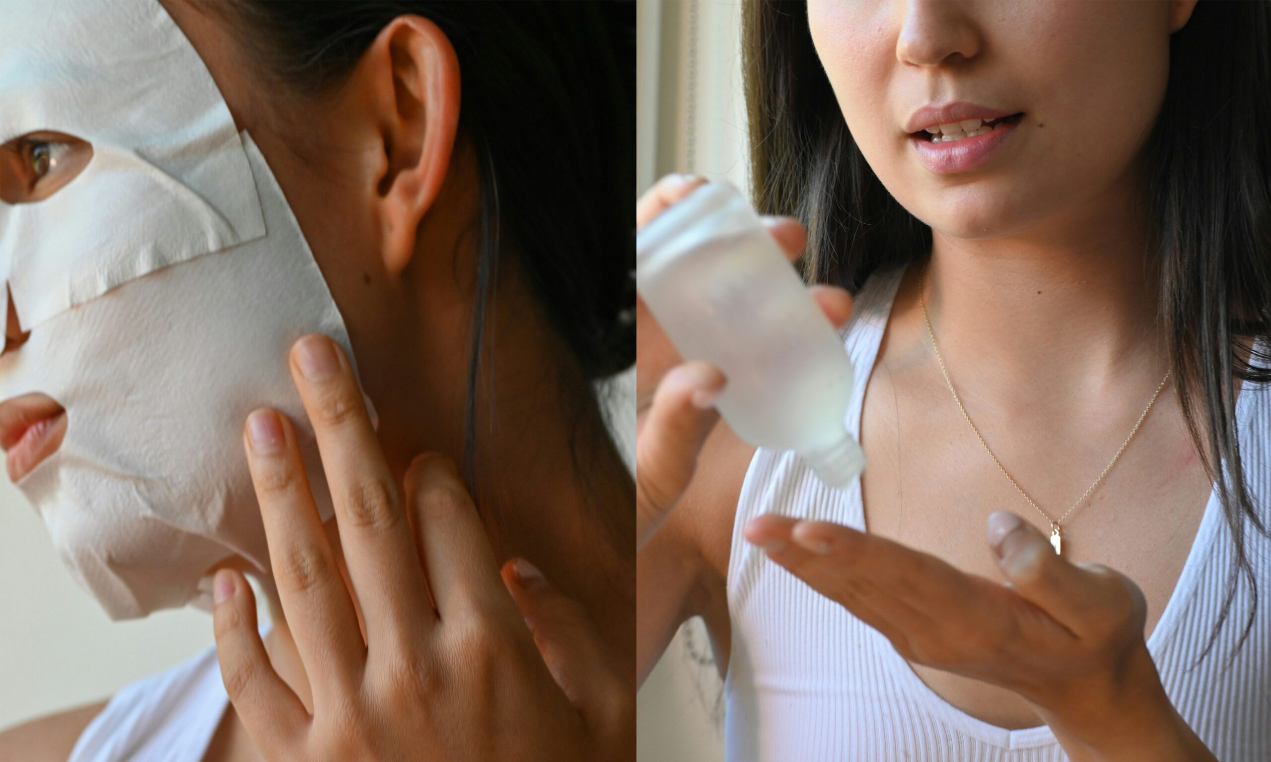 two women using skin care products