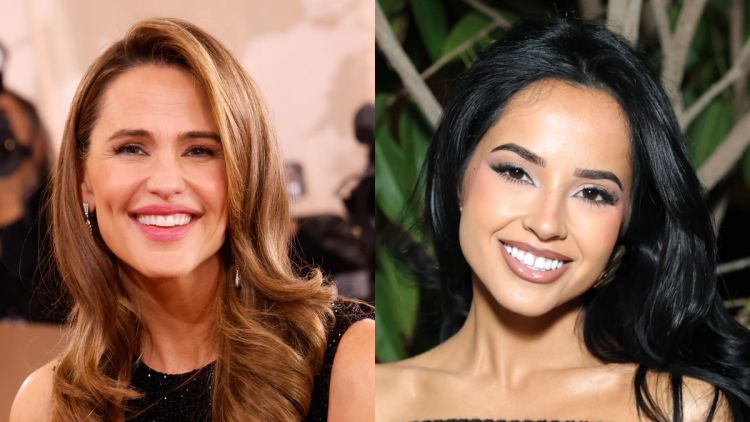 A collage of Jennifer Garner on the left and Becky G on the right