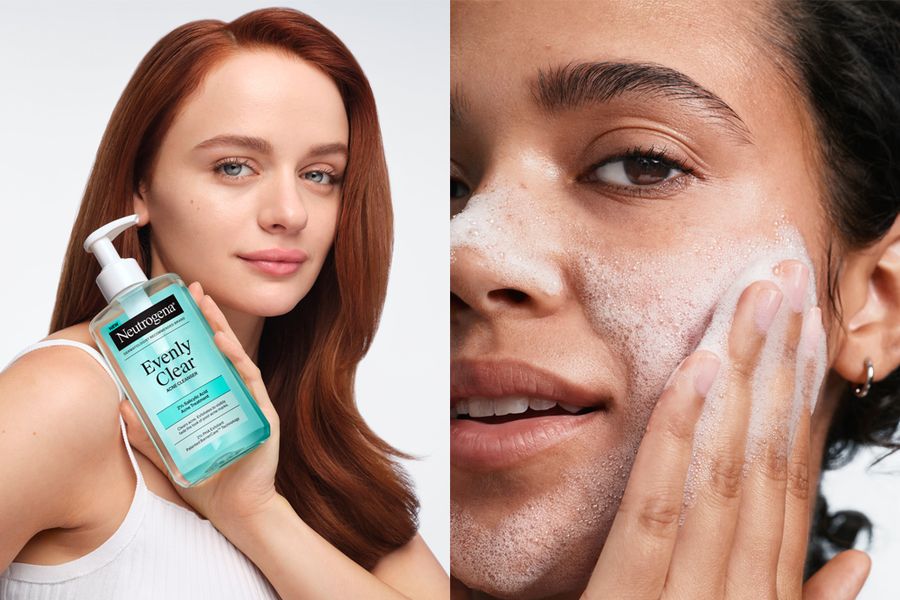 Joey King and model for Neutrogena's Evenly Clear Collection