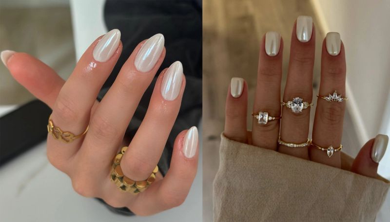 white chrome nails