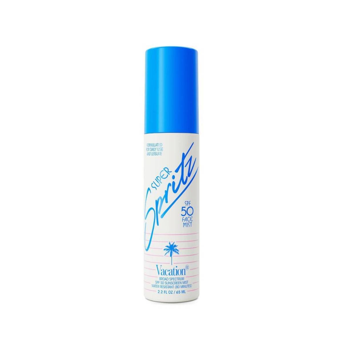 A container of Vacation Super Spritz SPF 50 Face Mist