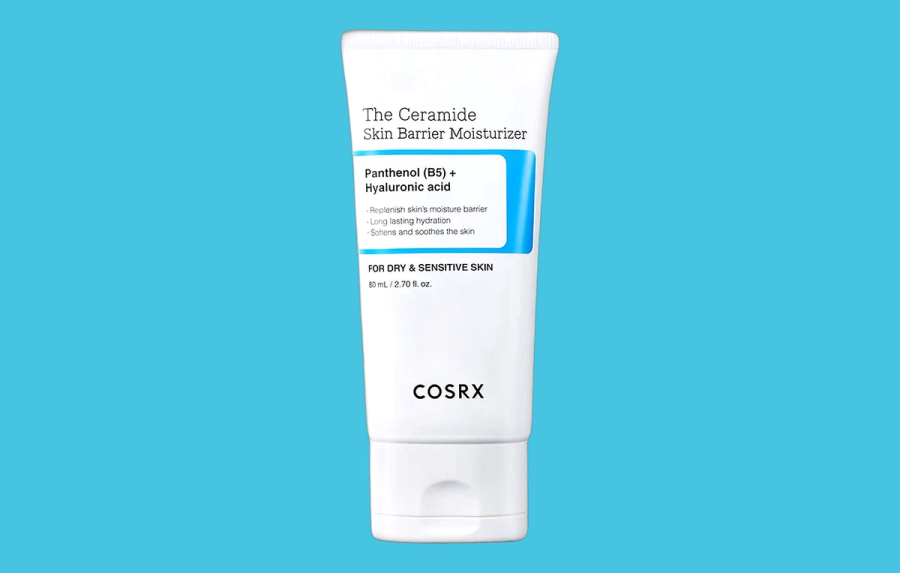 COSRX The Ceramide Skin Barrier Moisturizer on a blue background
