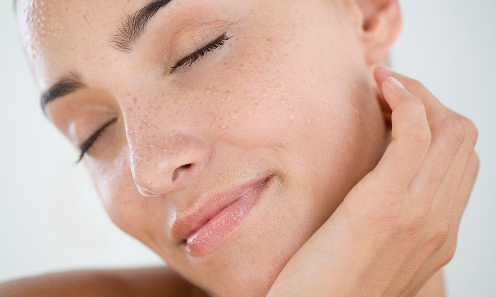 Beauty Portrait of a woman with wet face