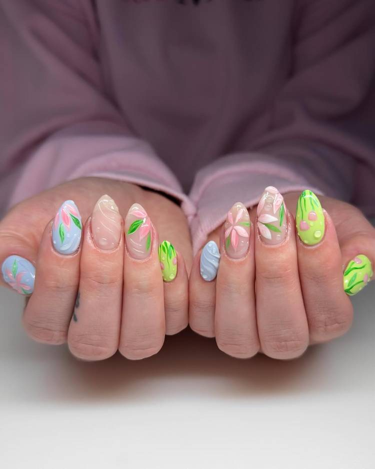 summer flower nails