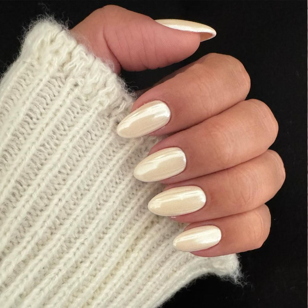 Classic Vanilla Chrome Nails