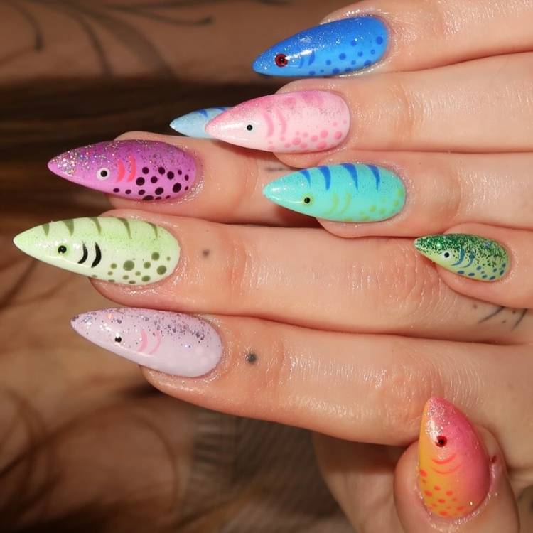 sparkly sardine nails