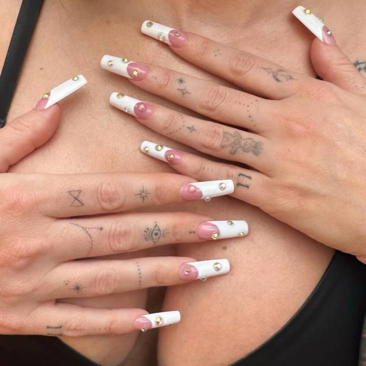 Rhinestone French Manicure