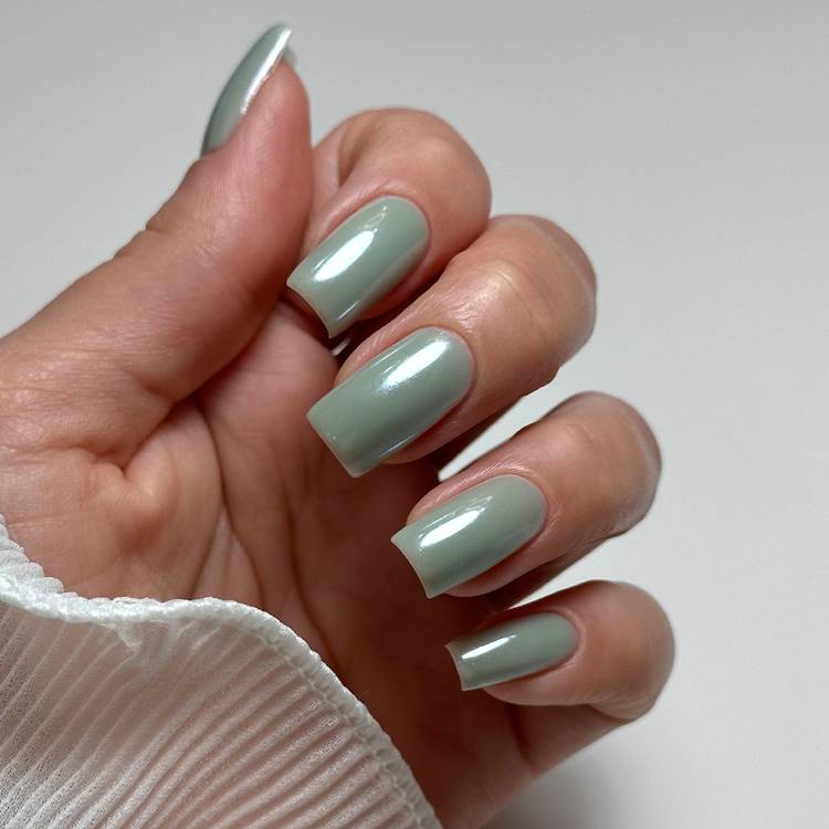 Muted sage green nails