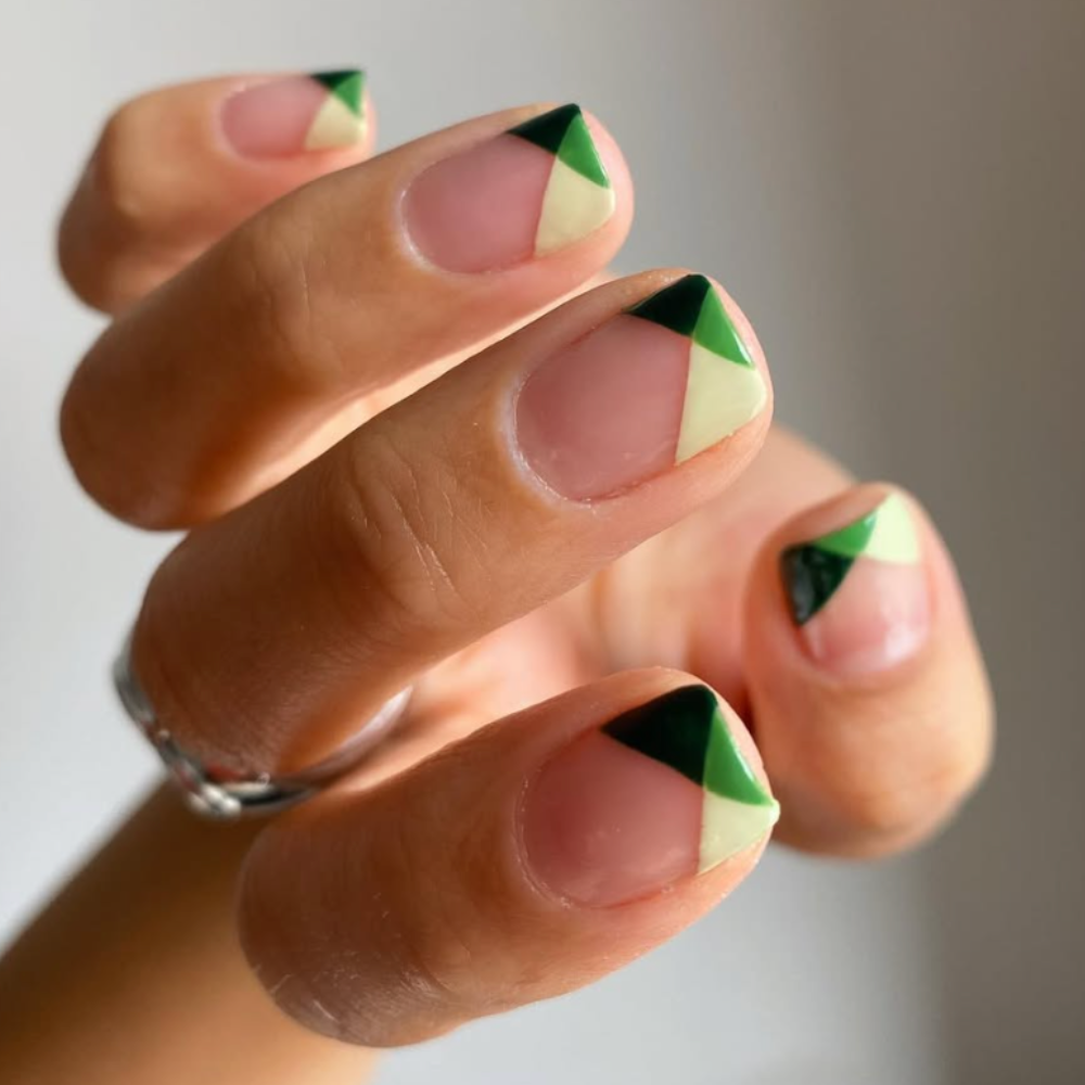 Green French Nails