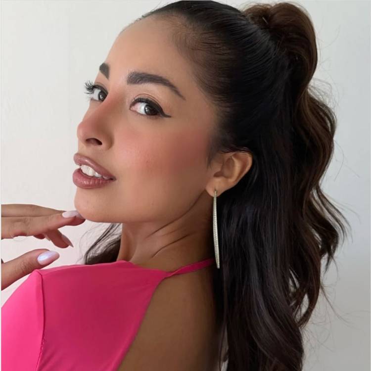Half-up half-down hairstyle