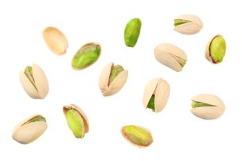 pistachios on white background