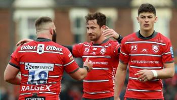 Gloucester Rugby Club players during match.