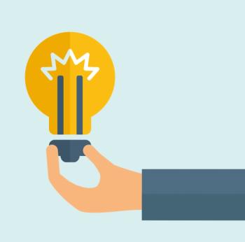 illustration of hand holding lit lightbulb