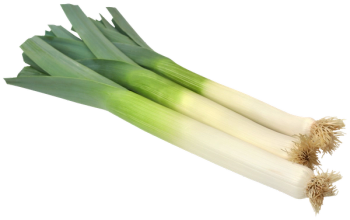three leeks on white background