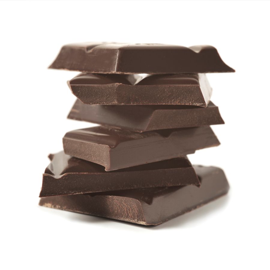 six squares of chocolate stacked on top of each other