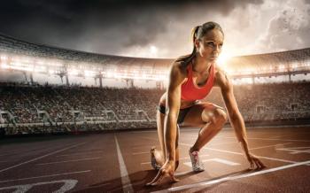 woman at starting line of race