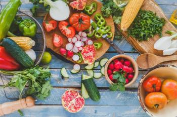 array of vegetables on a picnic table