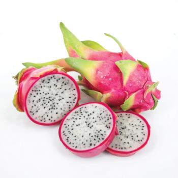 dragon fruit, sliced, on white background