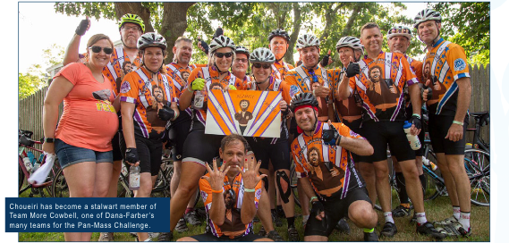 Choueiri has become a stalwart member of Team More Cowbell, one of Dana-Farber’s many teams for the Pan-Mass Challenge.