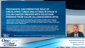 Prognostic and predictive role of circulating tumor DNA (ctDNA) in stage III colon cancer treated with celecoxib: Findings from CALGB (Alliance)/SWOG 80702
