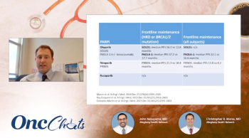 In this fourth episode of OncChats: Taking Action to Individualize Ovarian Cancer Care, John Nakayama, MD, and Christopher Morse, MD, discuss key developments made with PARP inhibitors in the ovarian cancer treatment paradigm.