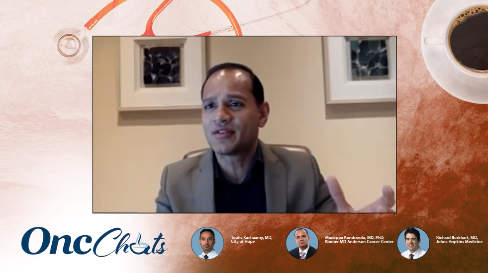 In this seventh episode of OncChats: Taking Organoids From Bench to Bedside Through Endoscopy in Pancreatic Cancer, Toufic A. Kachaamy, MD, Madappa Kundranda, MD, PhD, and Richard Burkhart, MD, discuss ongoing research such as the PASS-01 trial (NCT04469556) in pancreatic cancer and ways to translate advances in the metastatic setting to the curative setting.