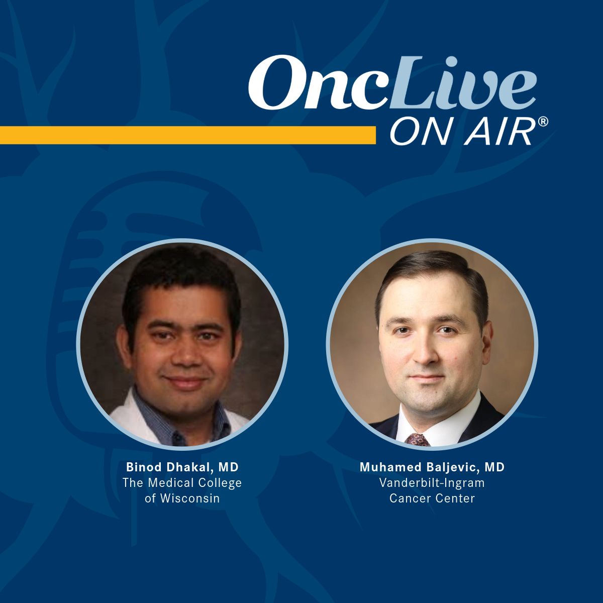 Binod Dhakal, MD, associate professor, medicine, Division of Hematology, Medical College of Wisconsin; Muhamed Baljevic, MD, associate professor, medicine, Division of Hematology Oncology, director, Plasma Cell Disorders Research, director, Vanderbilt Amyloidosis Multidisciplinary Program, co-chair, Protocol Review and Monitoring System, disease team lead, plasma cell dyscrasias and lymphomas, Vanderbilt-Ingram Cancer Center, Vanderbilt University Medical Center