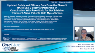 Updated safety and efficacy data from the phase 3 MANIFEST-2 study of pelabresib in combination with ruxolitinib for JAK inhibitor treatment-naïve patients with myelofibrosis