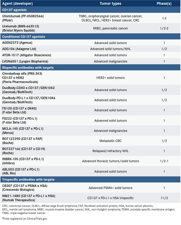 Table. Ongoing Clinical Development of CD137-Targeted Drugsa