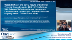 Updated Efficacy and Safety Results of the Bruton Tyrosine Kinase Degrader BGB-16673 in Patients With Relapsed/Refractory Chronic Lymphocytic Leukemia/Small Lymphocytic Lymphoma From the Ongoing Phase 1 CaDAnCe-101 Study