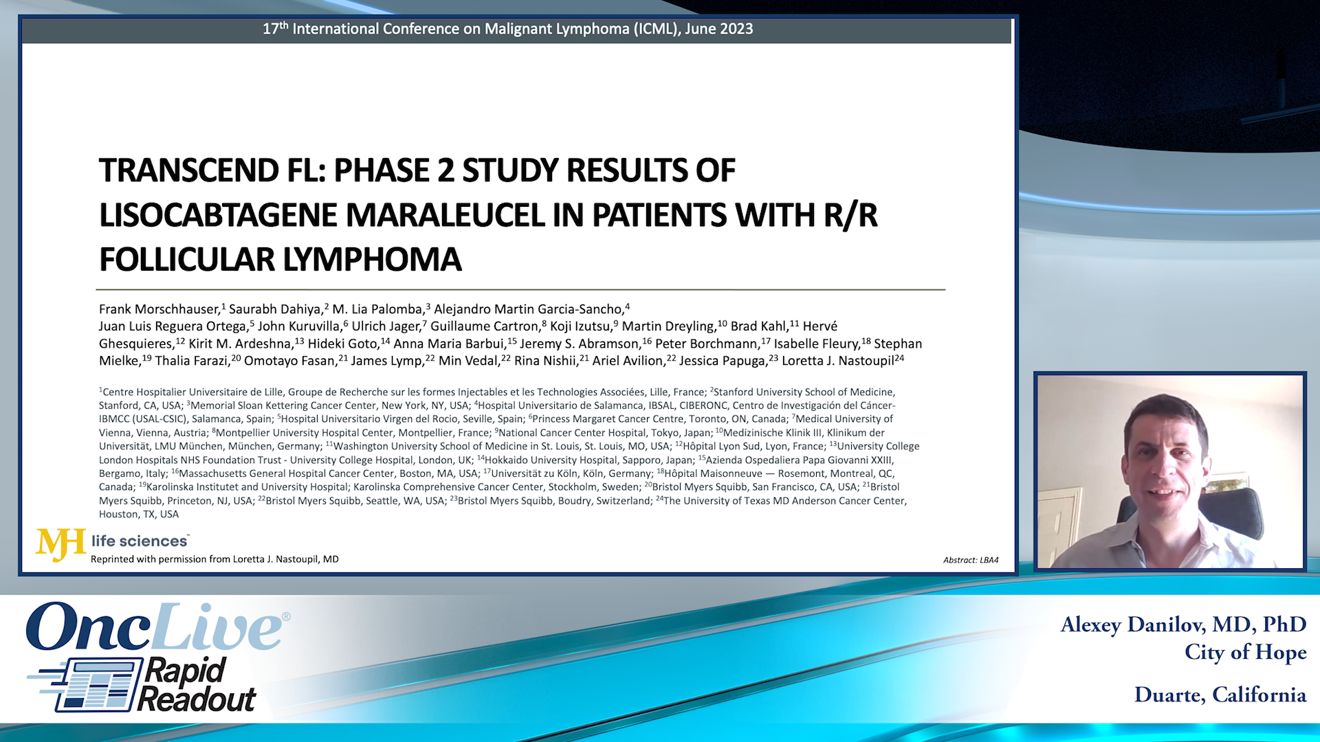 Alexey Danilov, MD, PhD, an expert on follicular lymphoma