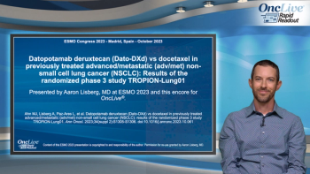 Aaron Lisberg, MD, an expert on lung cancer, presenting data