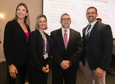 (From left) Carmen Calfa, M.D.; Jessica MacIntyre, APRN, NP-C, AOCNP; Frank J. Penedo, Ph.D.; and Matthew Schlumbrecht, M.D.