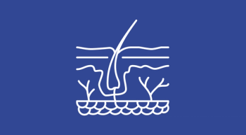 dark blue background with a white outline indicating layers of skin