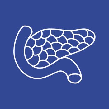 Illustration of a pancreas on a blue background
