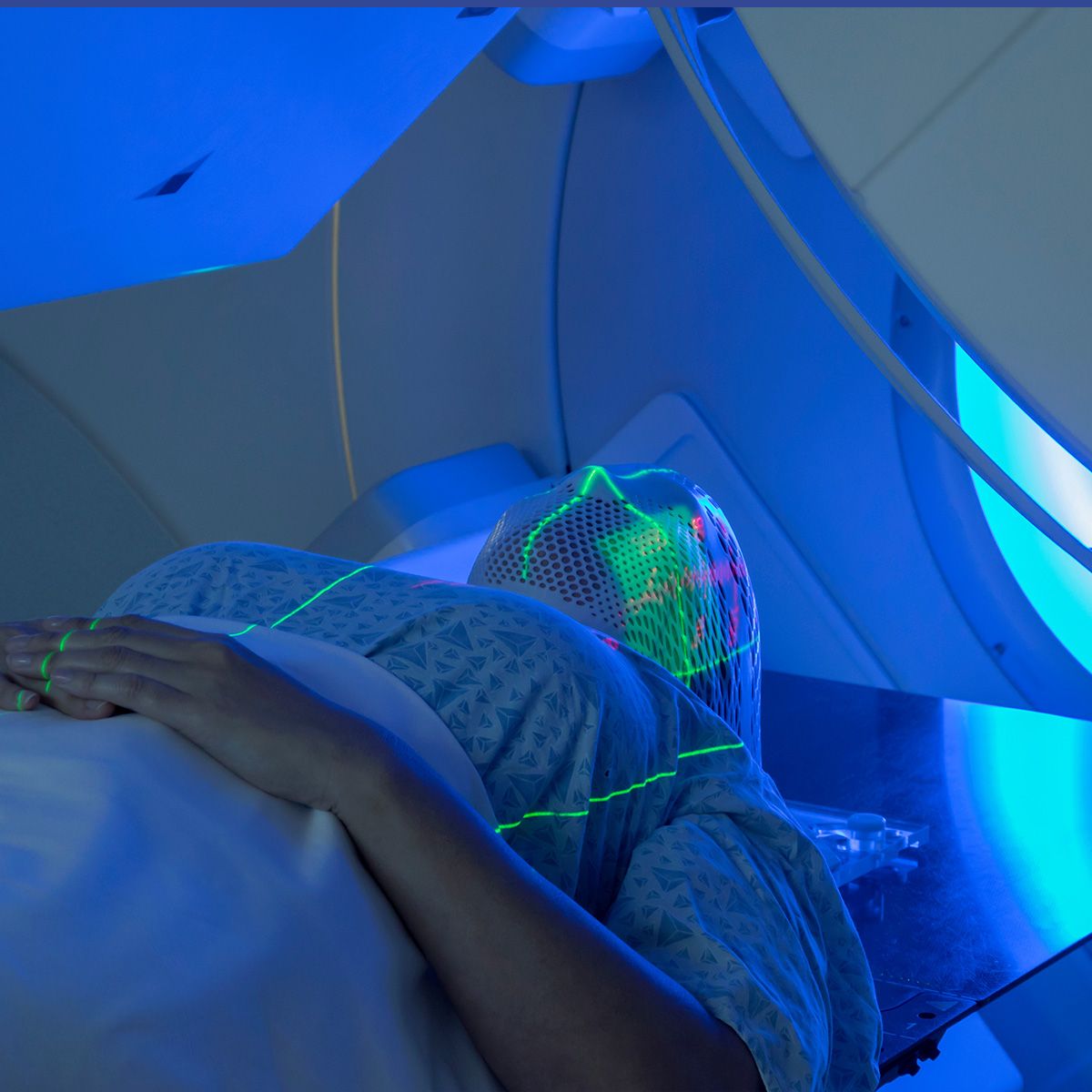 Photo of a woman undergoing radiation therapy