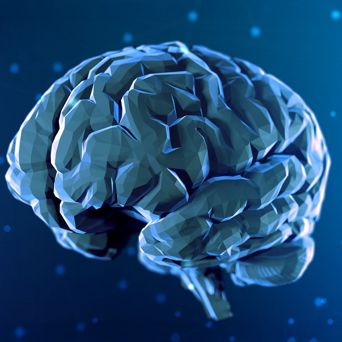 Graphic image of a blue brain on a blue background