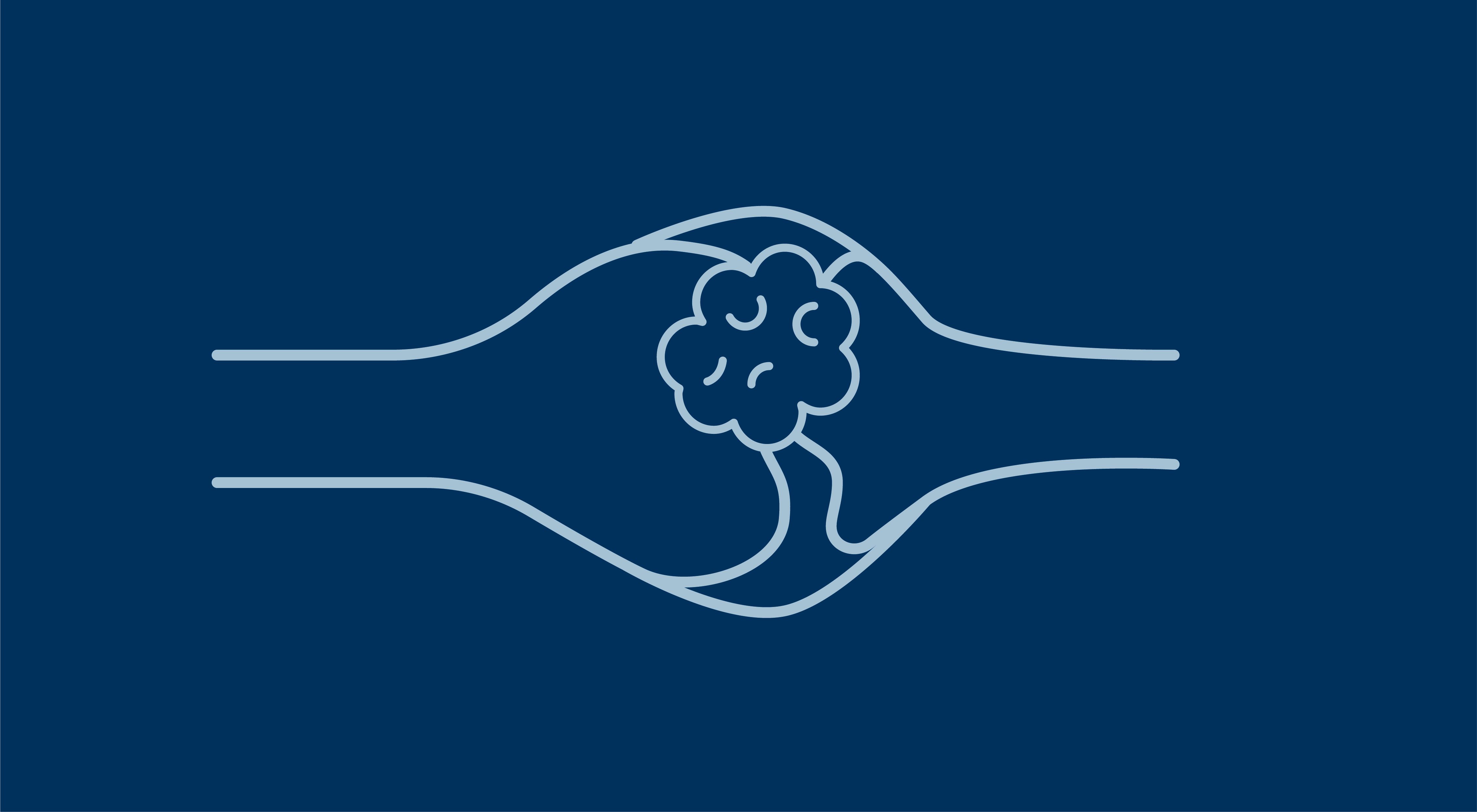 Line illustration of two bones and connective tissue