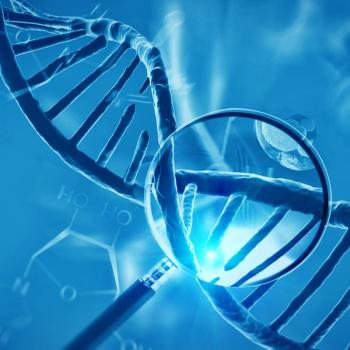 Graphic of a chain of DNA under a magnifying glass