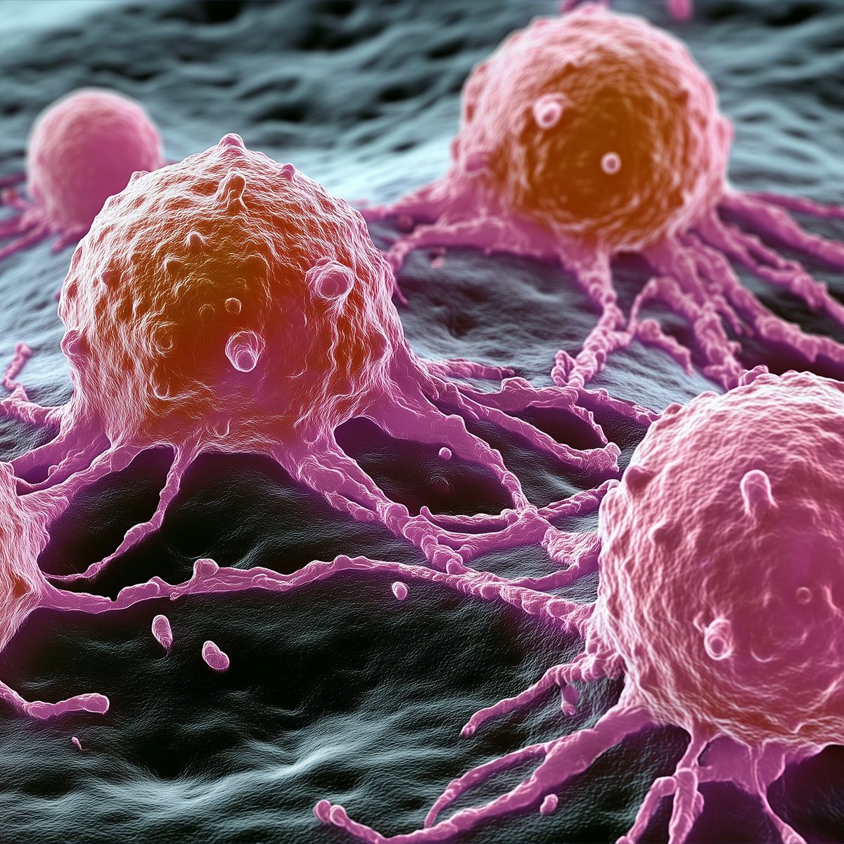 AI-generated graphic of cancer cells