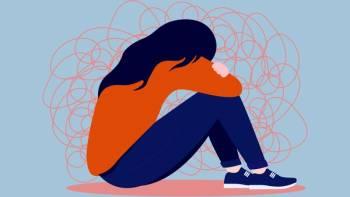 Illustration of a person looking upset, with their head on their knees